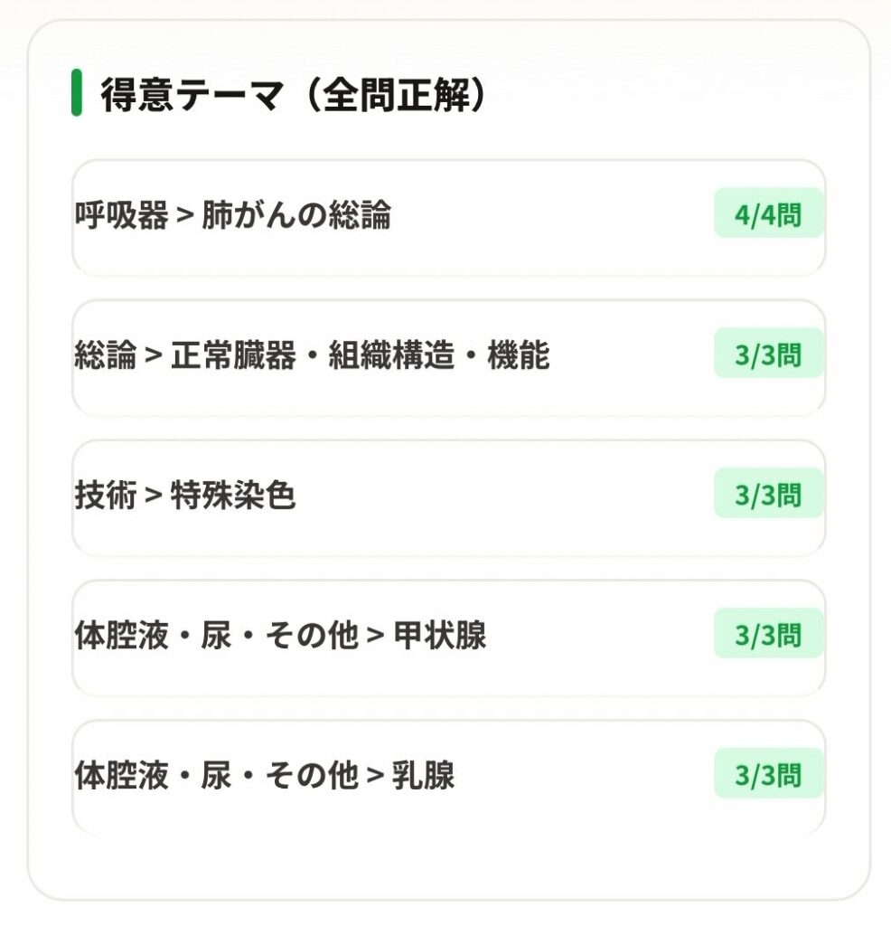 模試ツールで表示される得意科目の画像